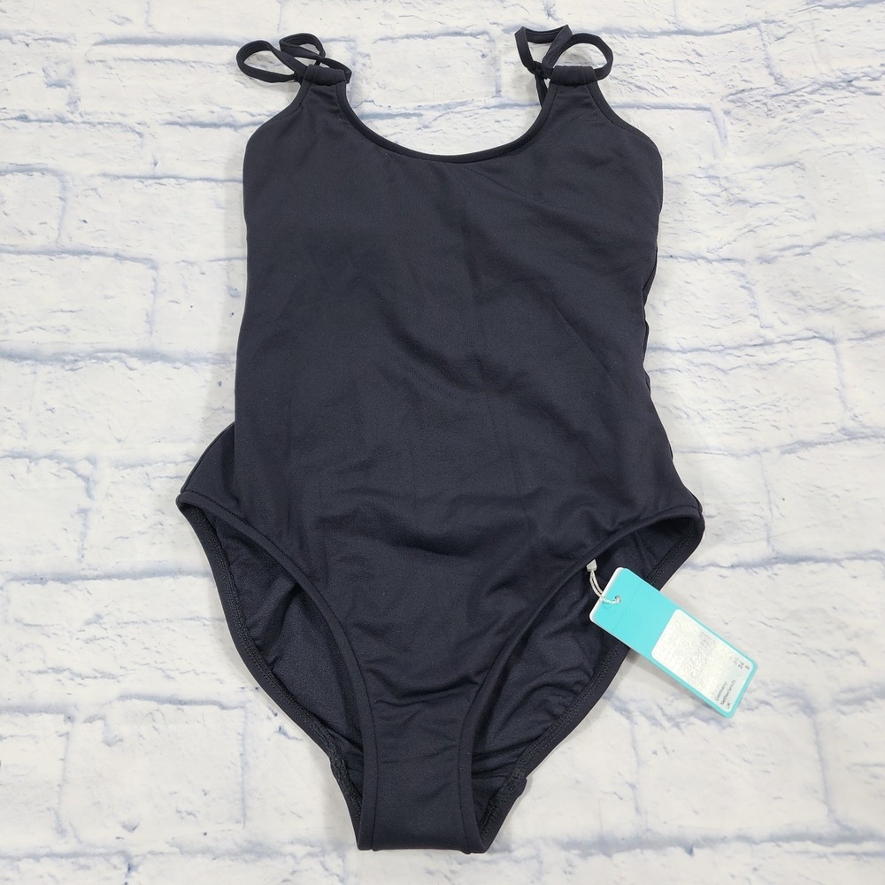 Seafolly Double Strap Maillot WOMENS SIZE 4 One Piece Swimsuit Black